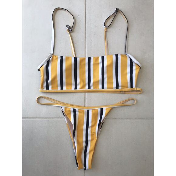 No Brand Bikini Set Multicolor Striped Padded Swimwear FLAW - Picture 1 of 7